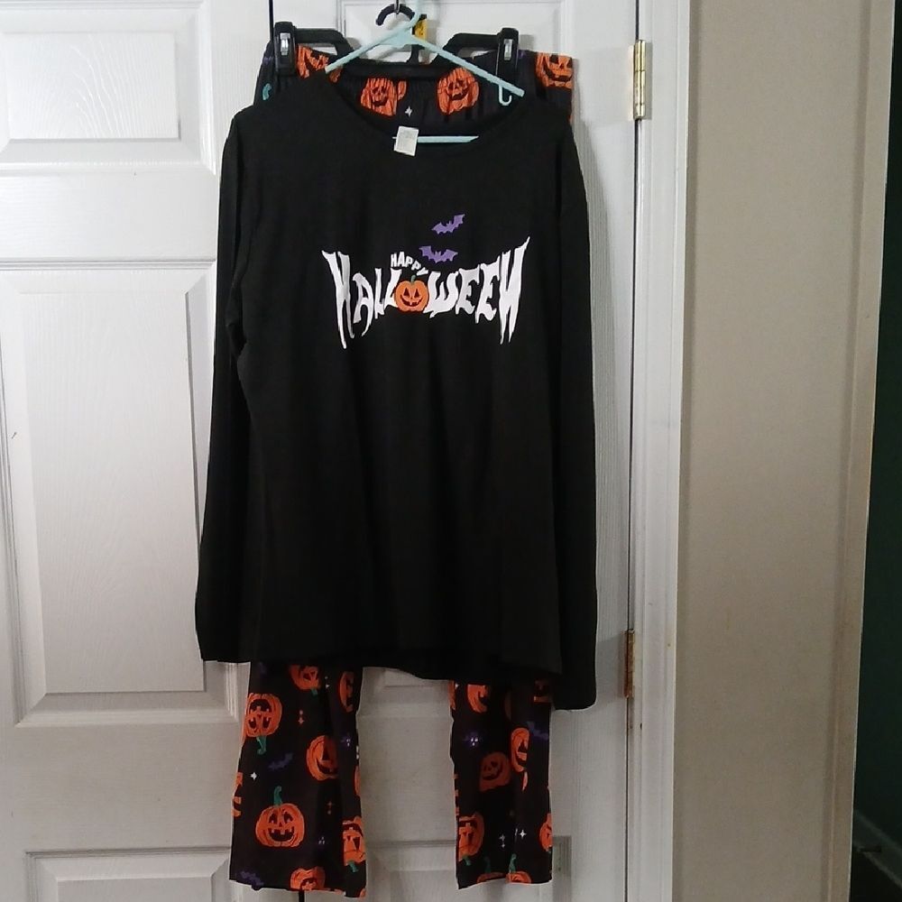 Halloween Pumpkin Pajama Set Jack o Lantern Print Sz XXL  NIP